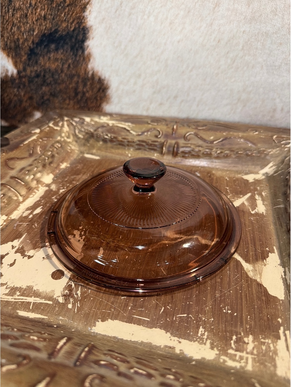 vintage Pyrex Visions Cranberry Glass Lid
